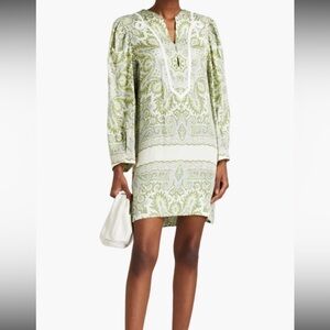 SANDRO PARIS Geraldine Graphic-Print Mini Dress Sage Green Size FR 38 US6